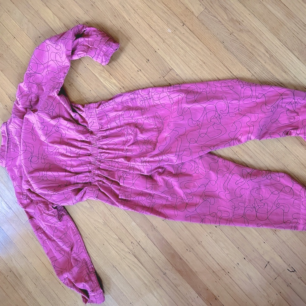 Lucy & Yak Coral Pink Scribble Print Jumpsuit - Picture 6 of 6